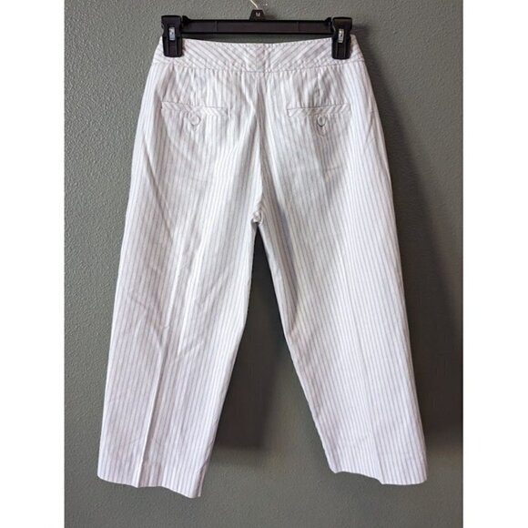 Talbots Heritage White Blue Stripe Seersucker Capris Pants Size 4P - Picture 5 of 7